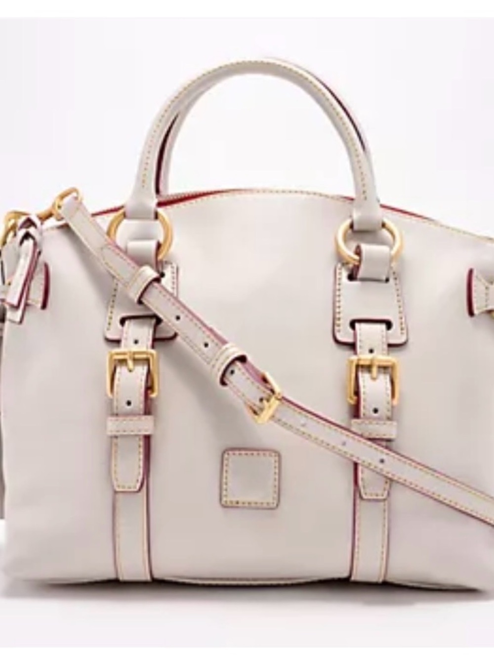 Dooney & Bourke Cream Leather Satchel with Gold Hardware